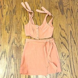 Two piece crop top and high waisted wrap skirt set